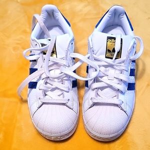 Adidas All Star White Blue Stripe Low Top Sneakers Size 5.5